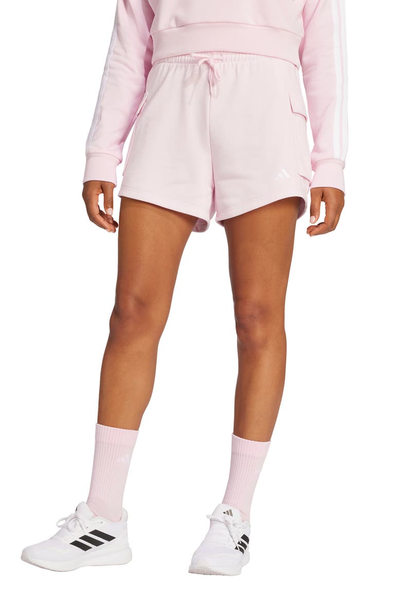 Logo Cargo Sweat Shorts, Main, color, CLEAR PINK/ WHITE