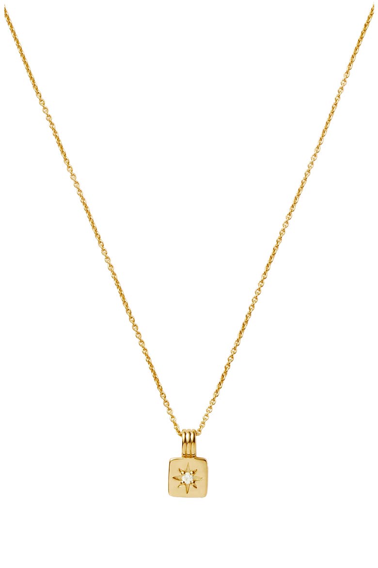 Engravable Cubic Zirconia Star Pendant Necklace, Main, color, GOLD