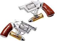 Jan Leslie Pistol Wood Handle 24K Vermeil Bullet Back Sterling Cufflinks