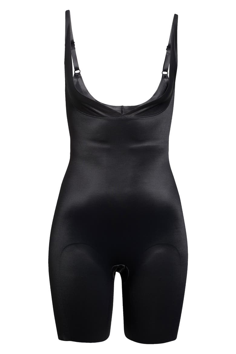 Basic Shaping Open Bust Mid Thigh Shaper, Alternate, color, BLACK