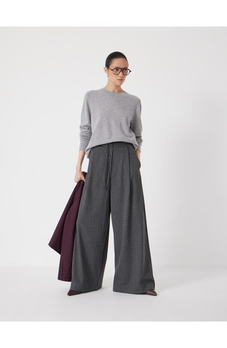 Hush Pinstripe Wide Leg Jersey Pants, Alternate, color,