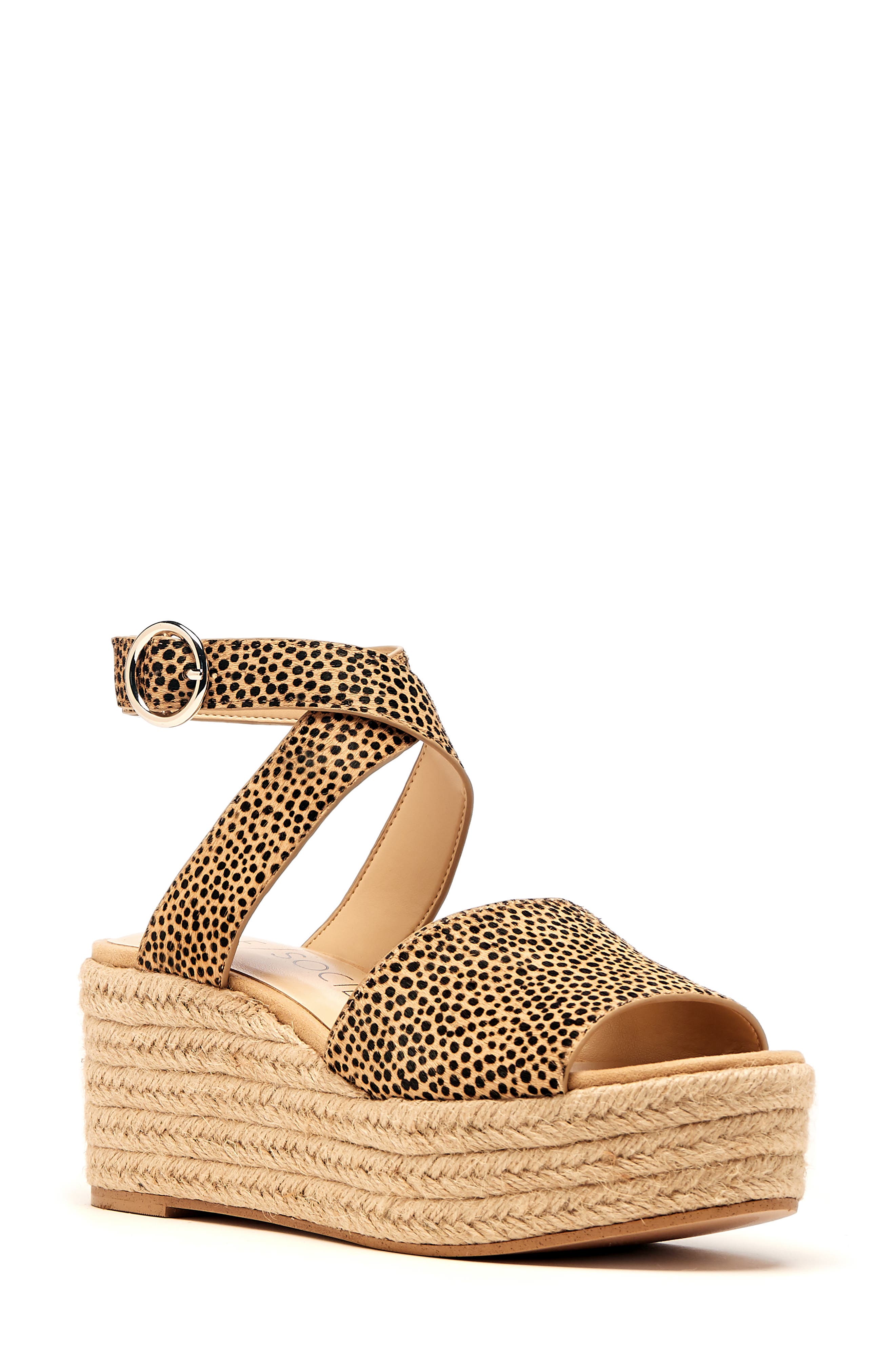 Sole Society Adlynda Genuine Calf Hair Espadrille Platform Sandal, Main, color, 