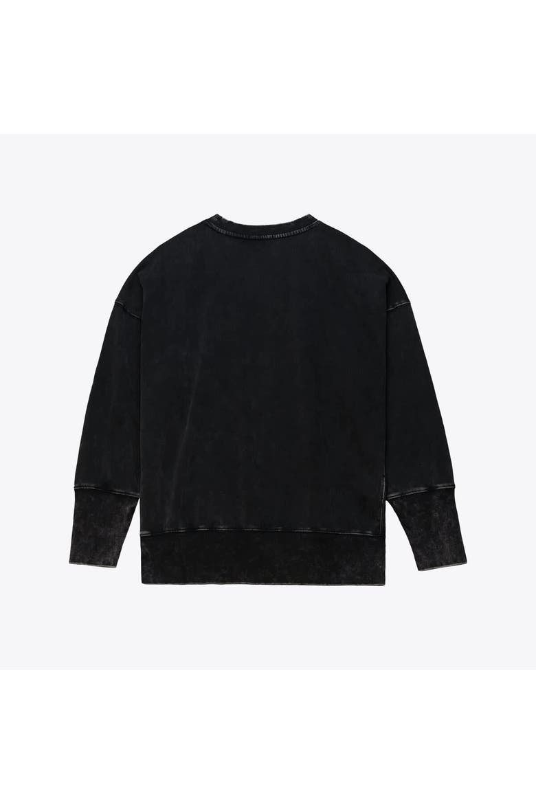 Women's Mitchell & Ness  Black Green Bay Packers Delineate Mineral Wash Crewneck Sweatshirt, Alternate, color, Black