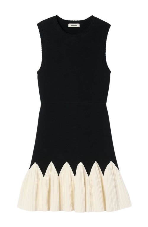 Sandro Two-tone Short Knit Dress In Multi