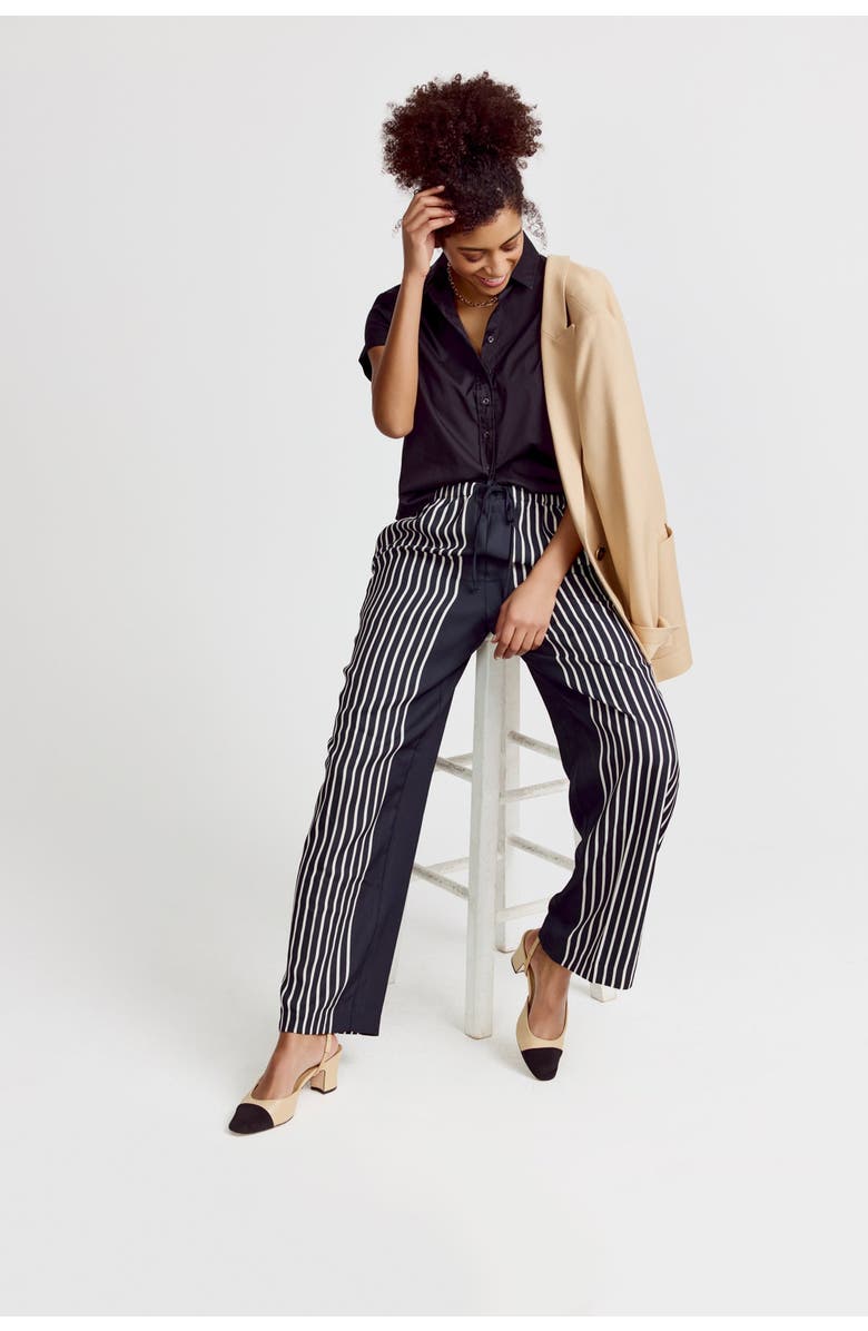 The Shirt by Rochelle Behrens The Boxy Cropped Short Sleeve Shirt, Alternate, color, Black