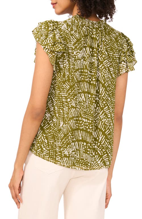 1.state Keyhole Flutter Sleeve Chiffon Top