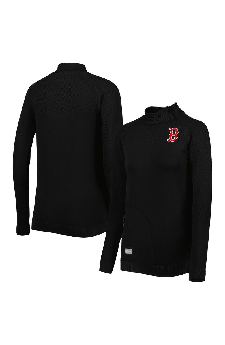 LEVELWEAR Women's Levelwear Black Boston Red Sox Verse Asymmetrical Raglan Tri-Blend Quarter-Zip Jacket, Main, color, Black