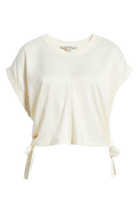 Mira Cinched Side Satin T-Shirt