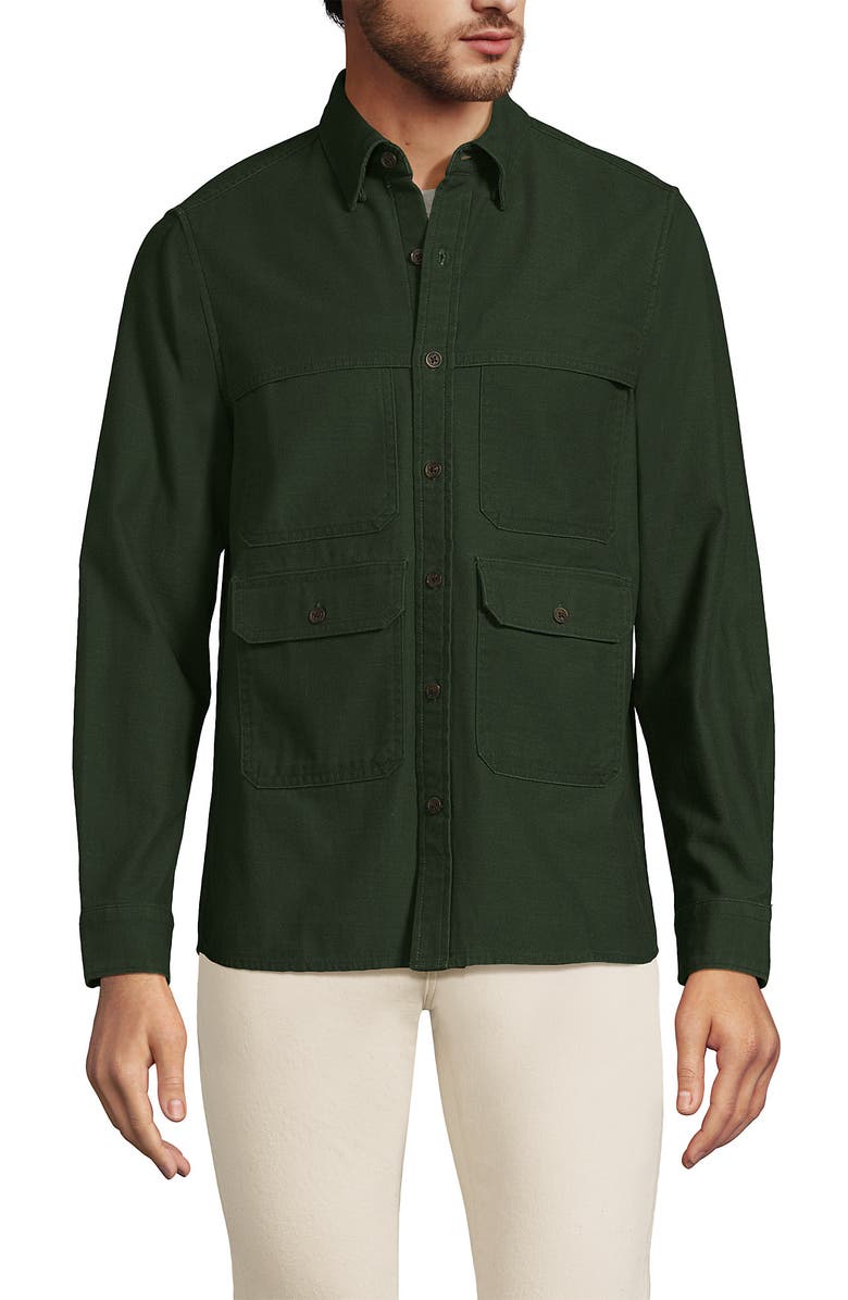 Lands' End Long Sleeve Textured Twill Utility Shirt, Main, color, 