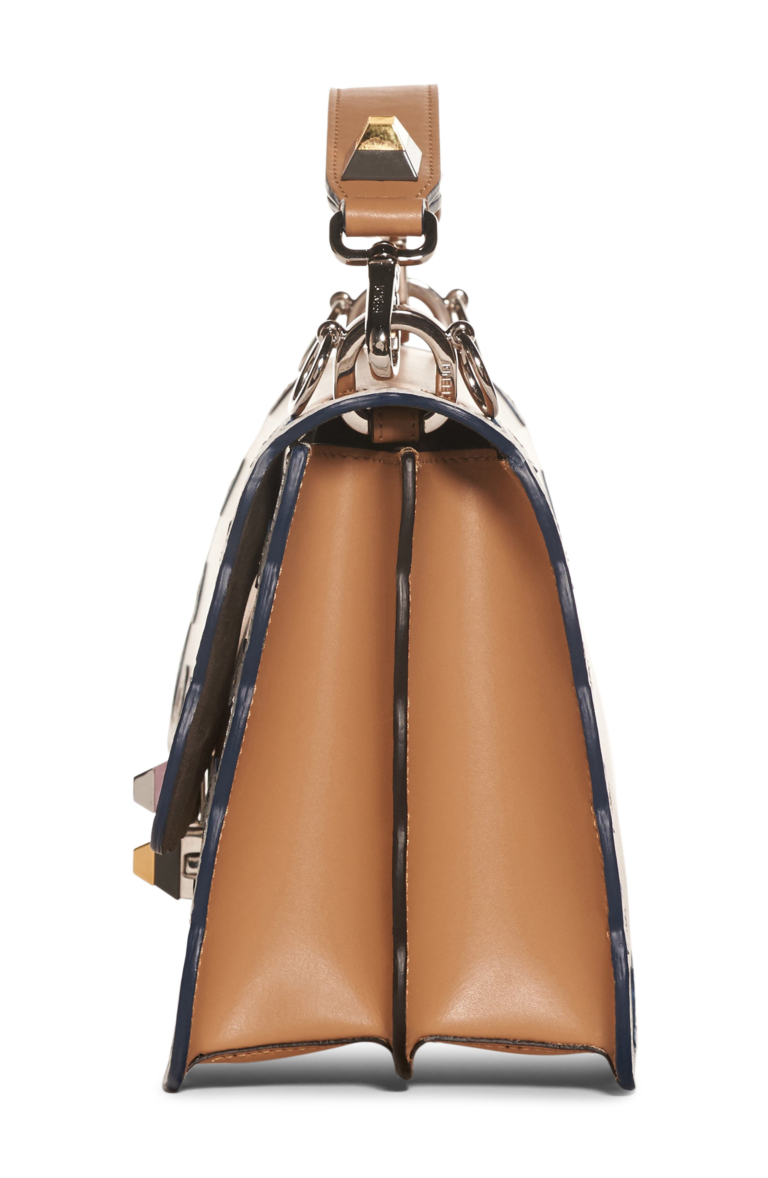 Fendi Kan I Scalloped Leather Shoulder Bag, Alternate, color, 