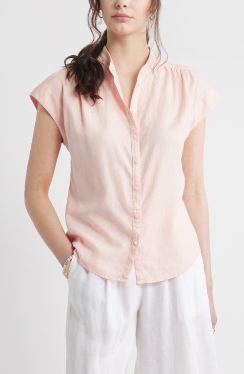 CASLONR CASLON(R) EASY CAP SLEEVE LINEN BLEND BUTTON-UP SHIRT 