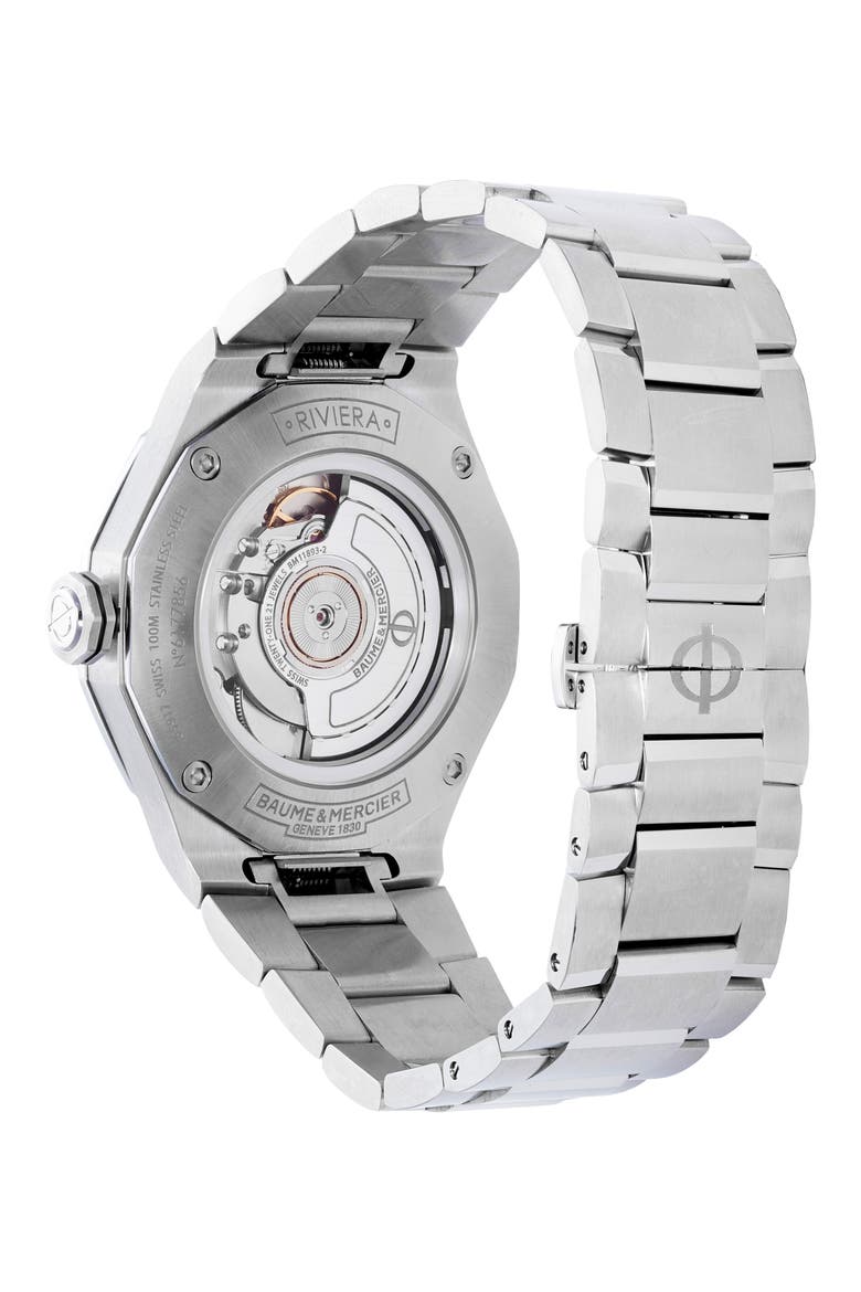 Riviera 10658 Automatic Bracelet Watch, 42mm, Alternate, color, SILVER COLOURED