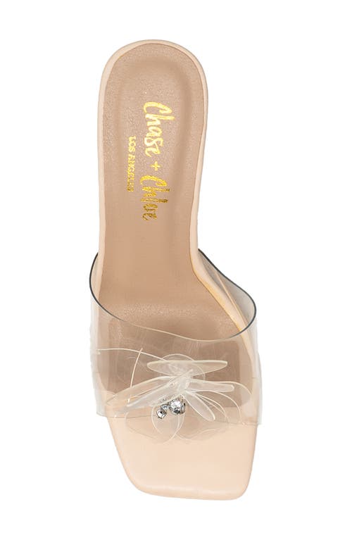 Chase & Chloe Chase And Chloe Maeli Flower Slide Sandal In Beige Clear