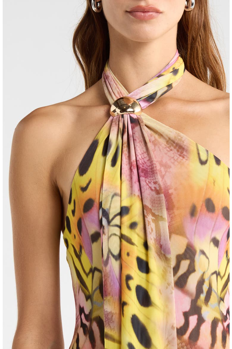Brylee Butterfly Print Halter Minidress, Alternate, color, MAUVE BUTTERFLY