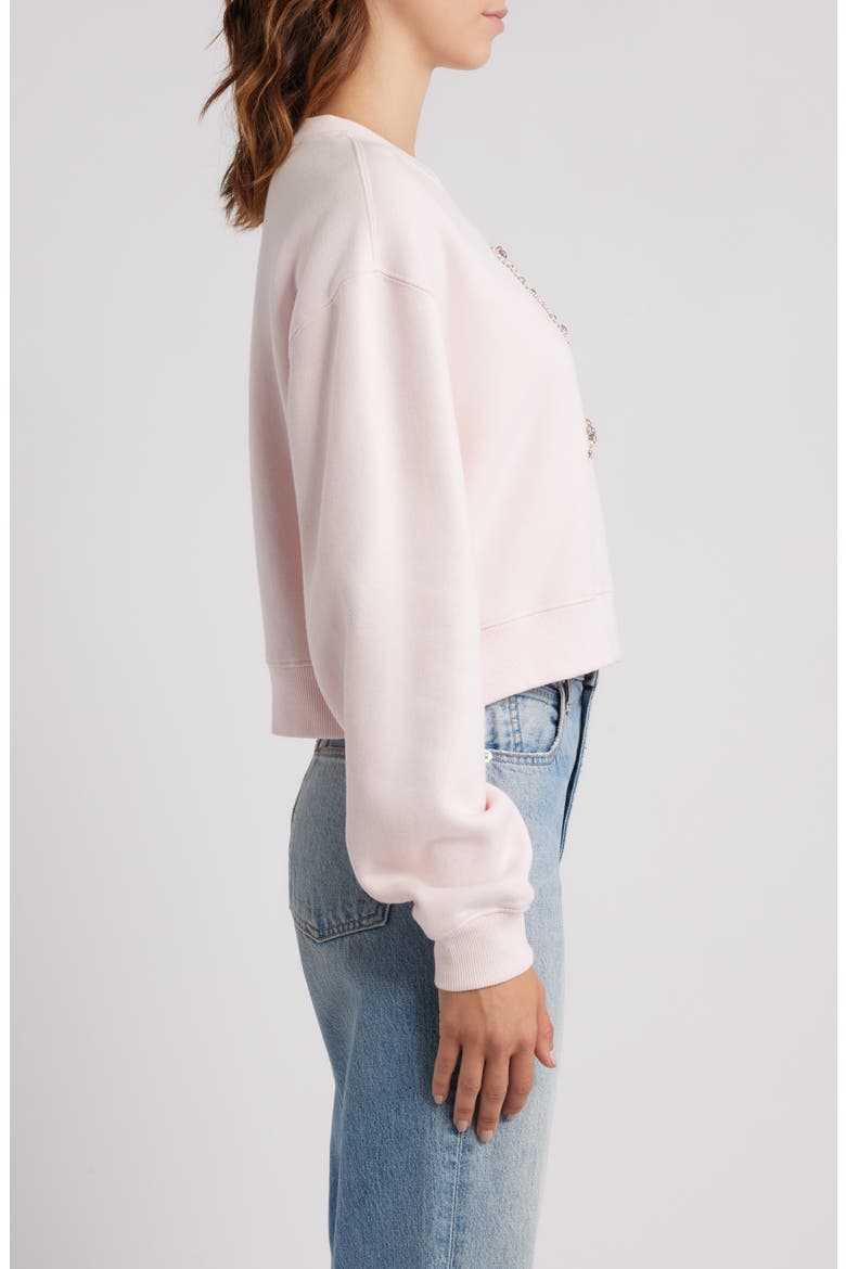 Rylan Faux Pearl Embellished Bow Sweatshirt, Alternate, color, WISTFUL PINK