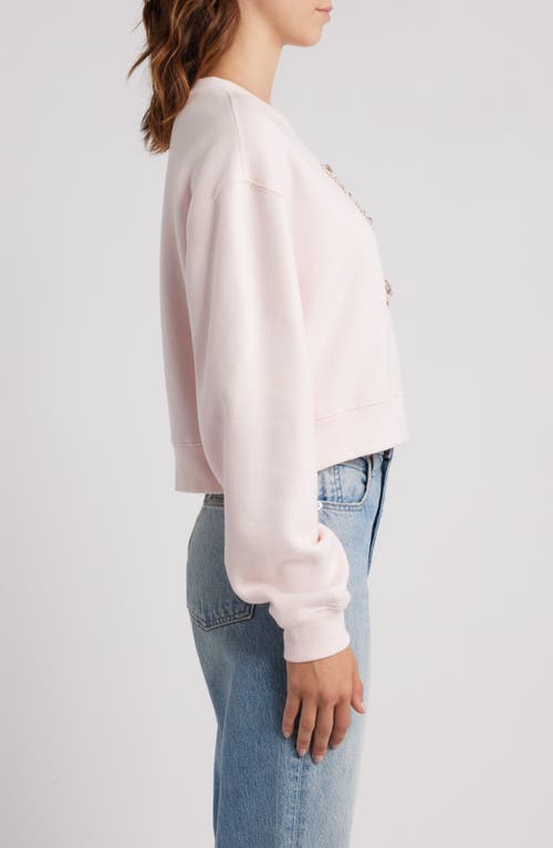 Loveshackfancy Rylan Faux Pearl Embellished Bow Sweatshirt In Pink