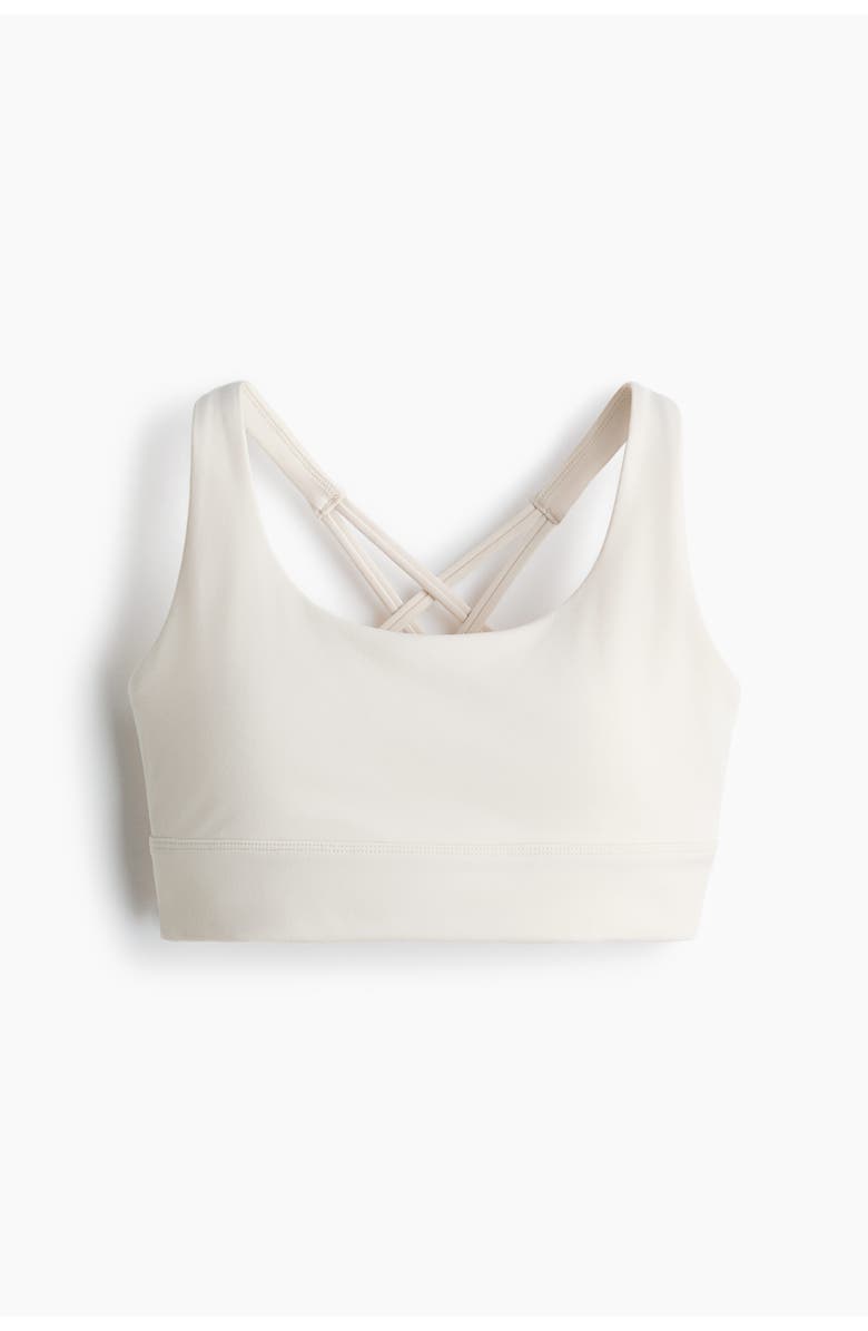 H&M Medium Support Sports Bra With Softmove, Main, color, Ivory