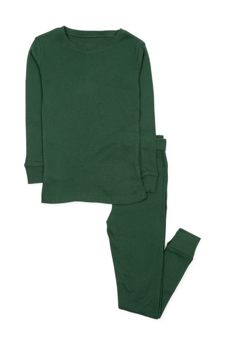 Leveret Kids Two-Piece Solid Cotton Matching Family Pajamas, Main, color, Uniform Green