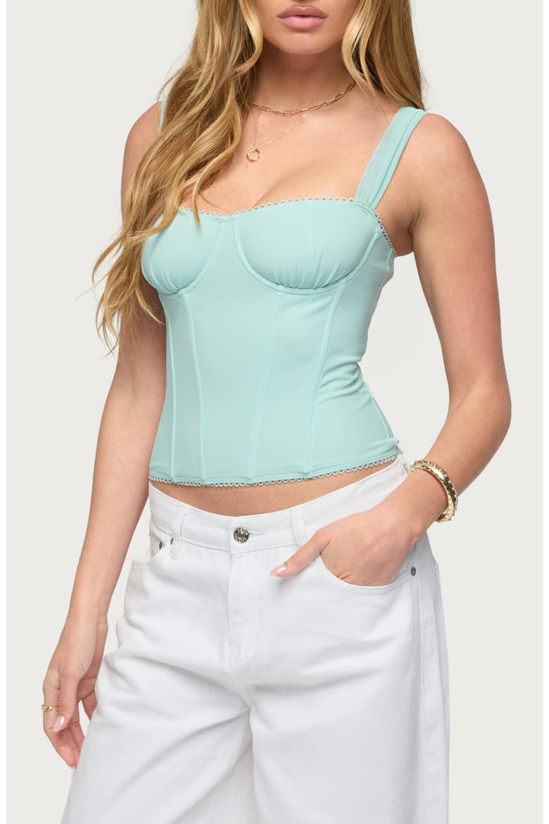 Marcella Mesh Corset Tank, Alternate, color, AQUA
