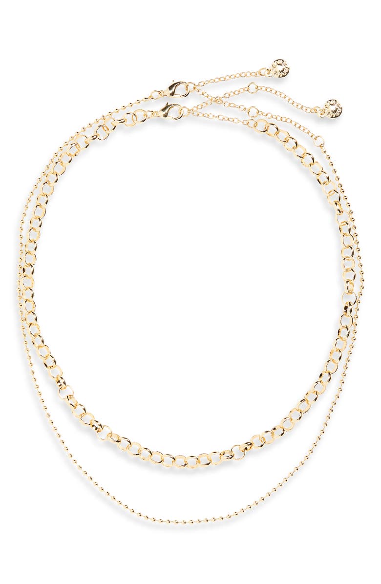 BaubleBar Stack of the Day Set of 2 Chain Necklaces, Alternate, color, Gold