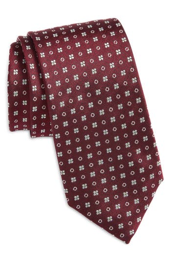 Hugo Boss Boss Floral Herringbone Silk Blend Tie In Pink