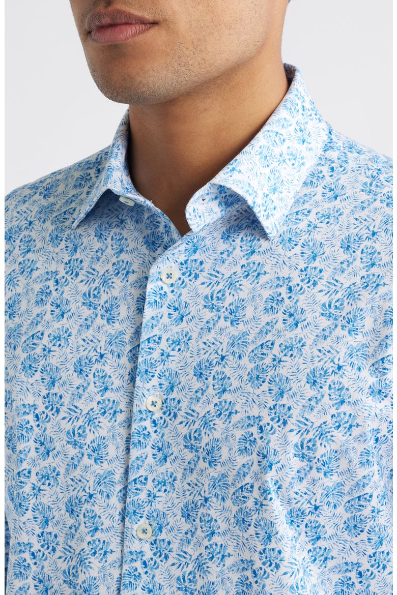 James OoohCotton® Leaf Print Button-Up Shirt, Alternate, color, CLASSIC BLUE