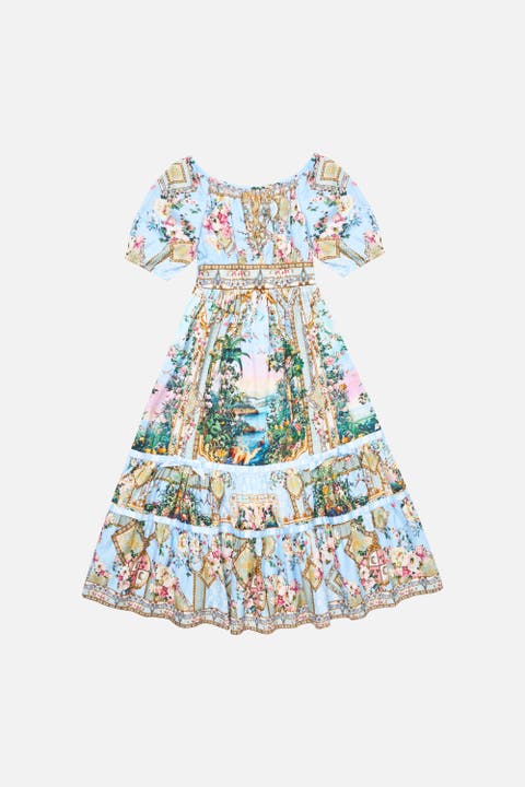 Kids Peasant Maxi Dress W Ribbon Skirt