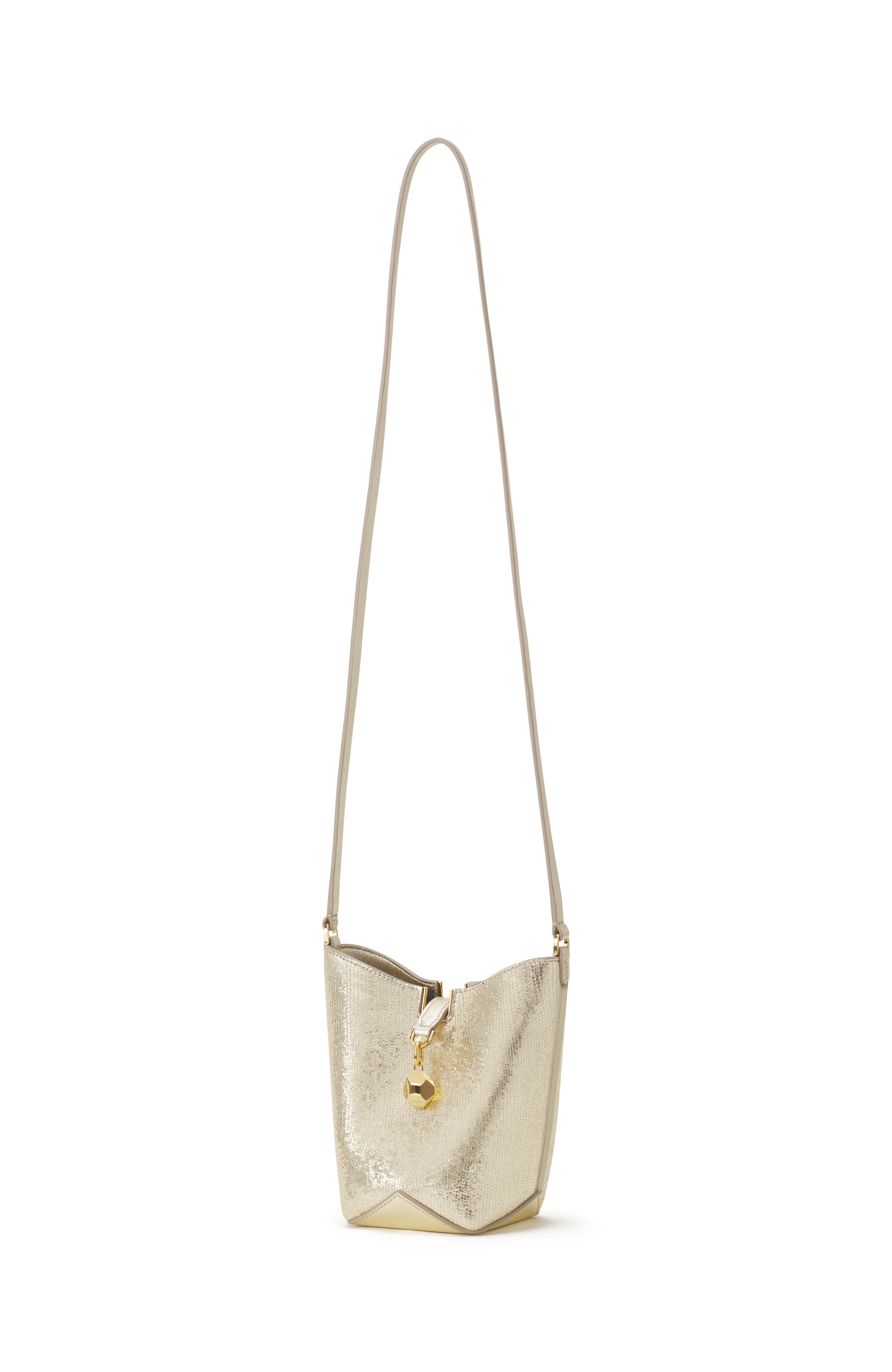 Catch By Lanvin Nano Bucket Bag In Metallic Leather, Alternate, color, Gold
