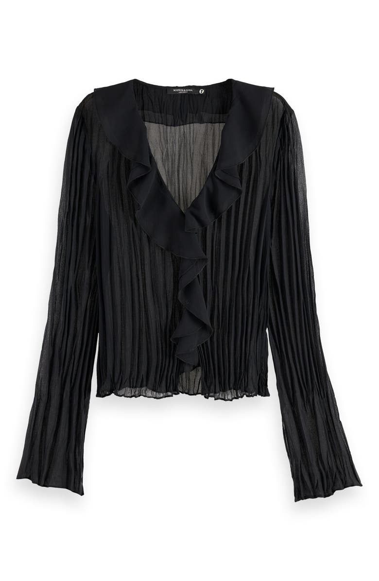 Scotch & Soda Ruffle Pleated Top, Alternate, color, Evening Black