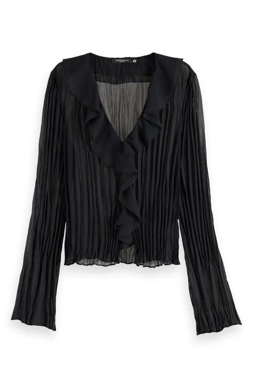 Scotch & Soda Ruffle Pleated Top In Evening Black