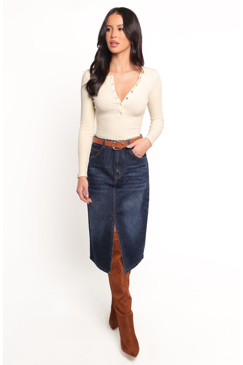 Starcie Denim Midi Skirt, Alternate, color, MEDIUM DENIM