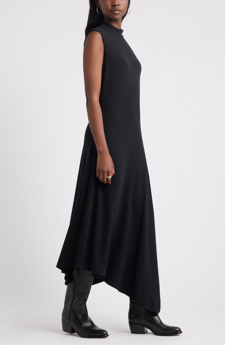 Mock Neck Asymmetrical Maxi Dress
