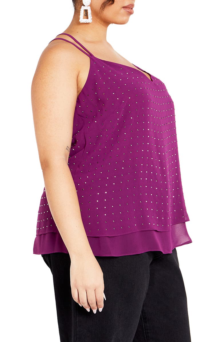 City Chic Studded Strappy Tank, Alternate, color, Mulberry