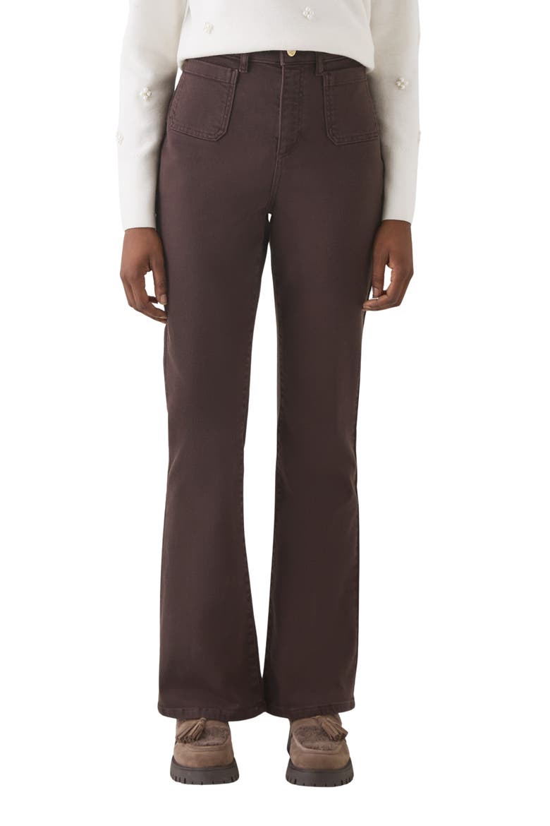 Samantha Patch Pocket High Waist Flare Jeans, Main, color, CHOCOLATE