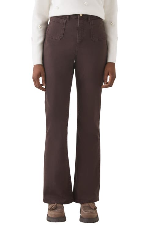 Lk Bennett Samantha Patch Pocket High Waist Flare Jeans In Brown