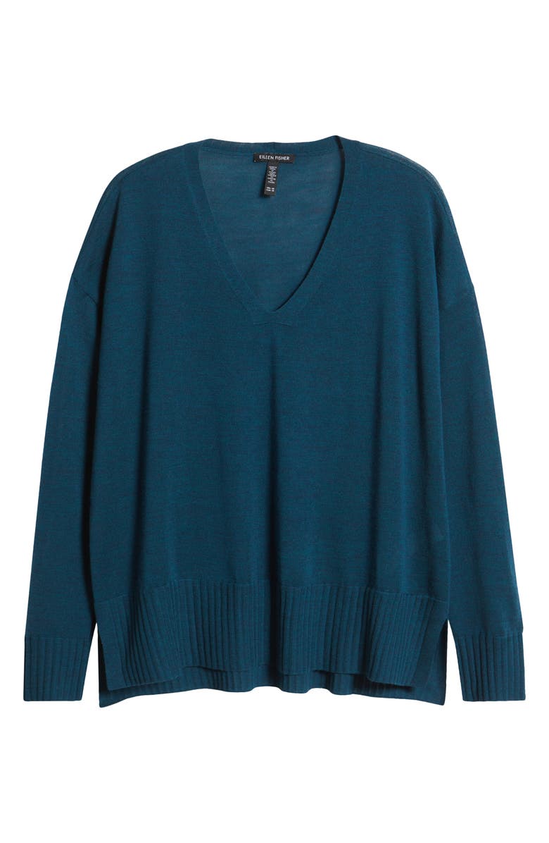 Eileen Fisher Boxy Merino Wool Sweater, Alternate, color, Blue Spruce
