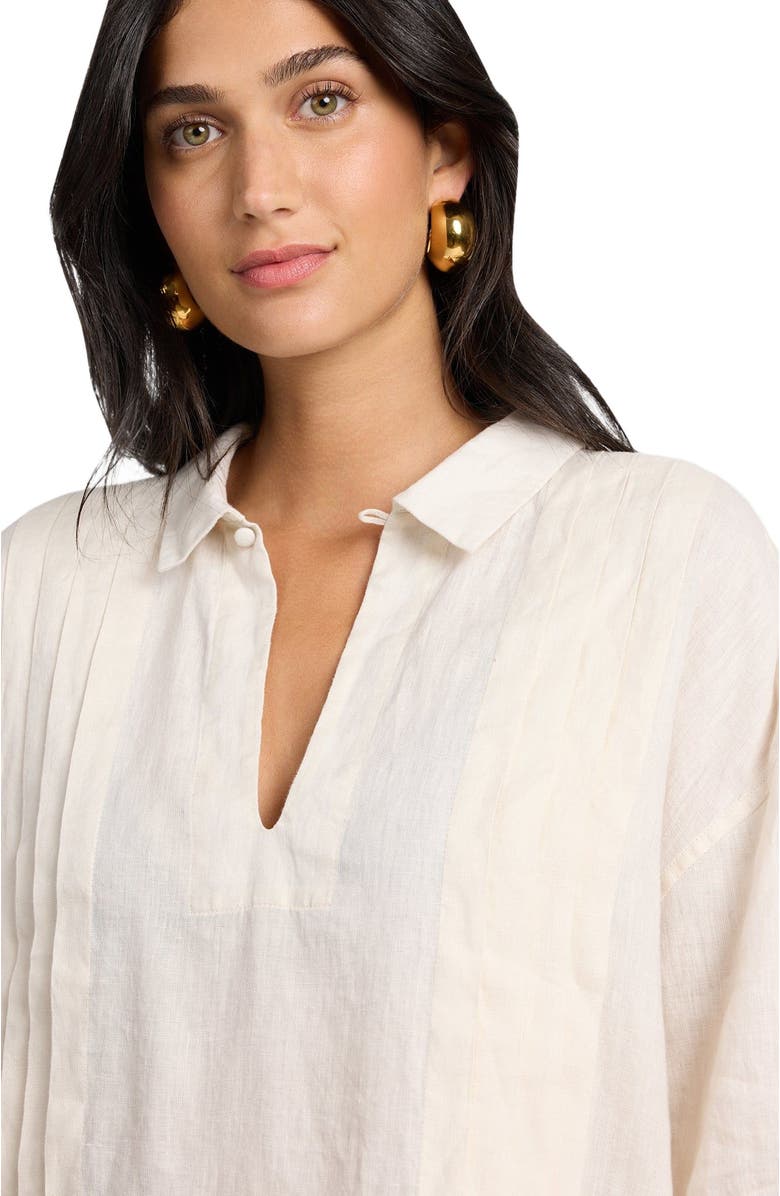 Onia Linen Pintuck Popover Shirt, Alternate, color, Natural