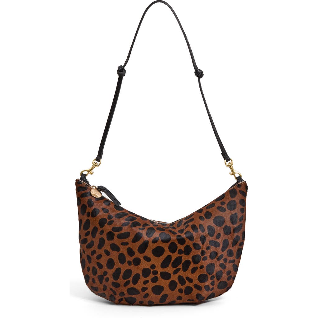 Clare V . Lune Denim Suede Shoulder Bag In Animal Print