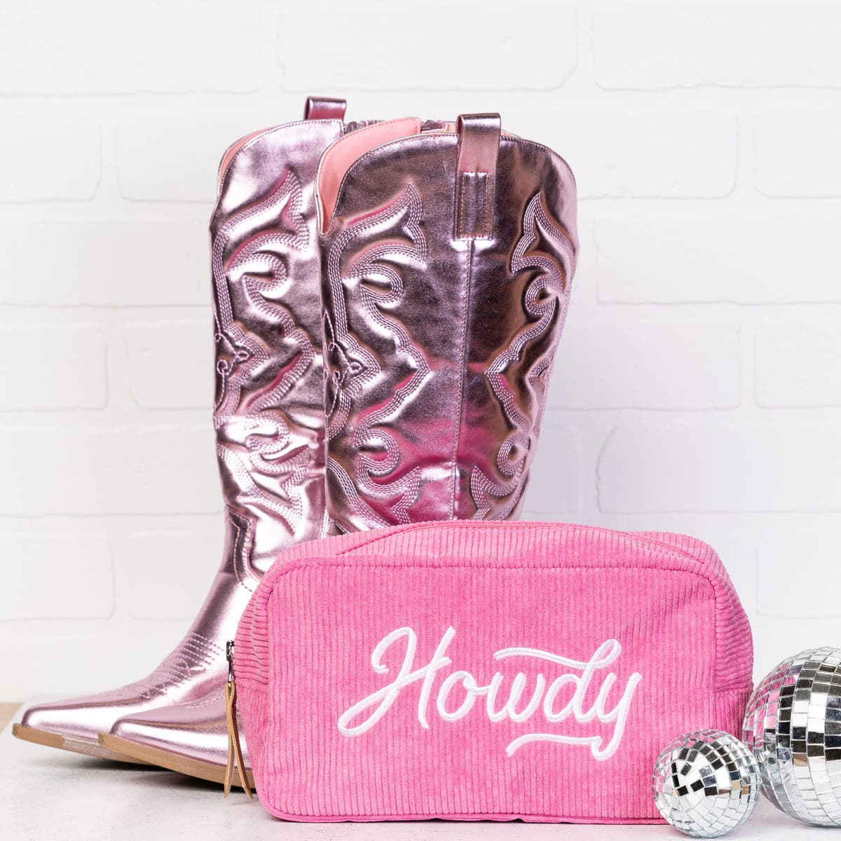 Howdy Corduroy Cosmetic Bag Polyester Pink, Alternate, color, Pink