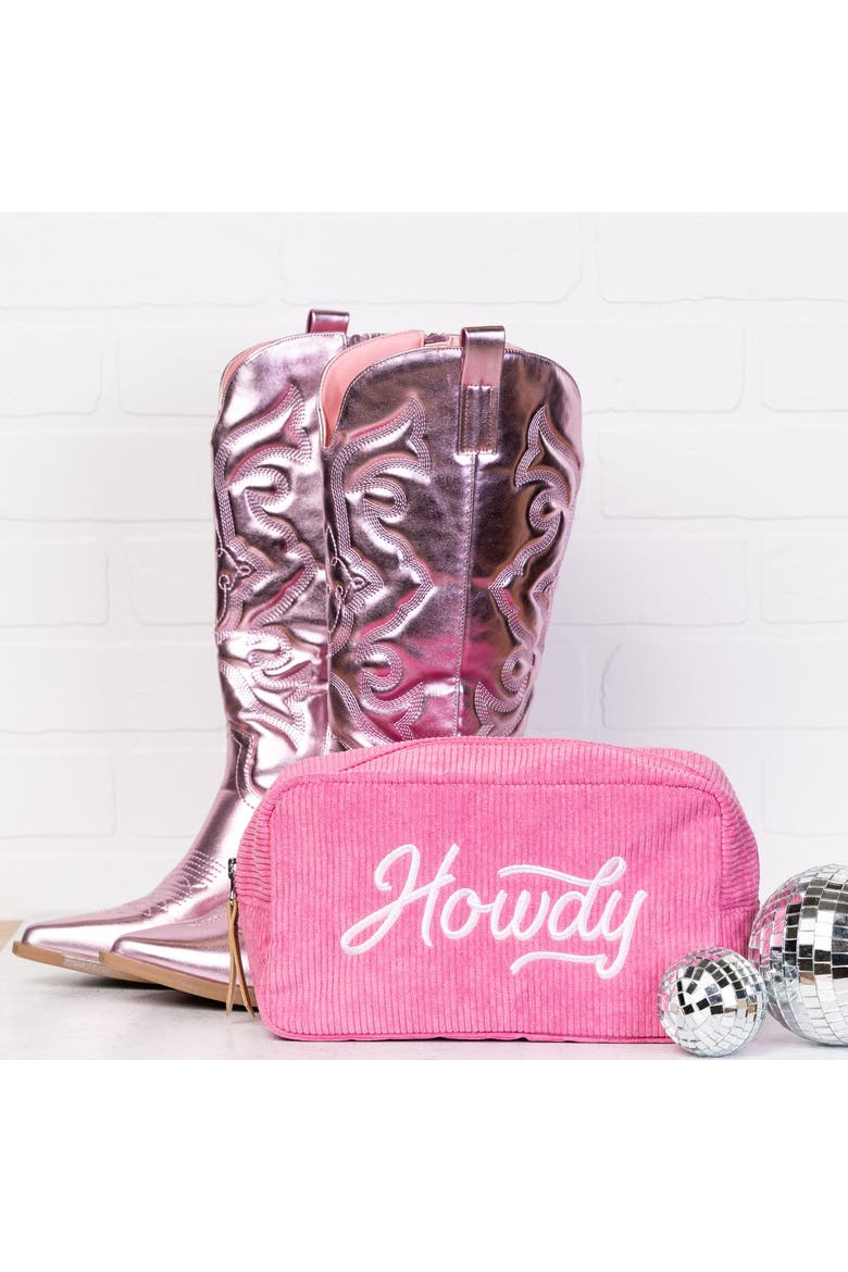 Howdy Corduroy Cosmetic Bag Polyester Pink, Alternate, color, Pink