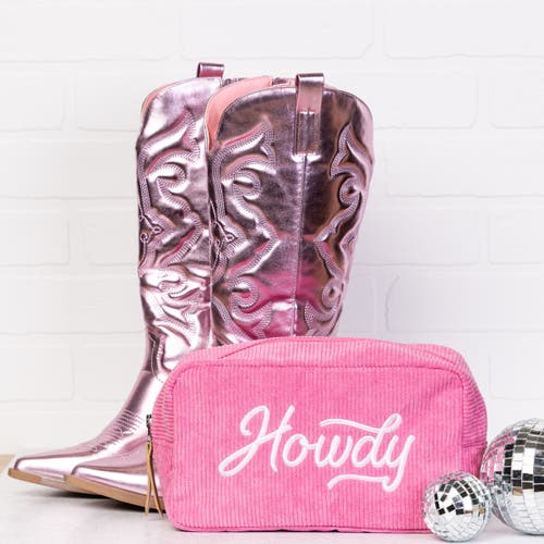 Totalee Gift Howdy Corduroy Cosmetic Bag Polyester Pink In Pink