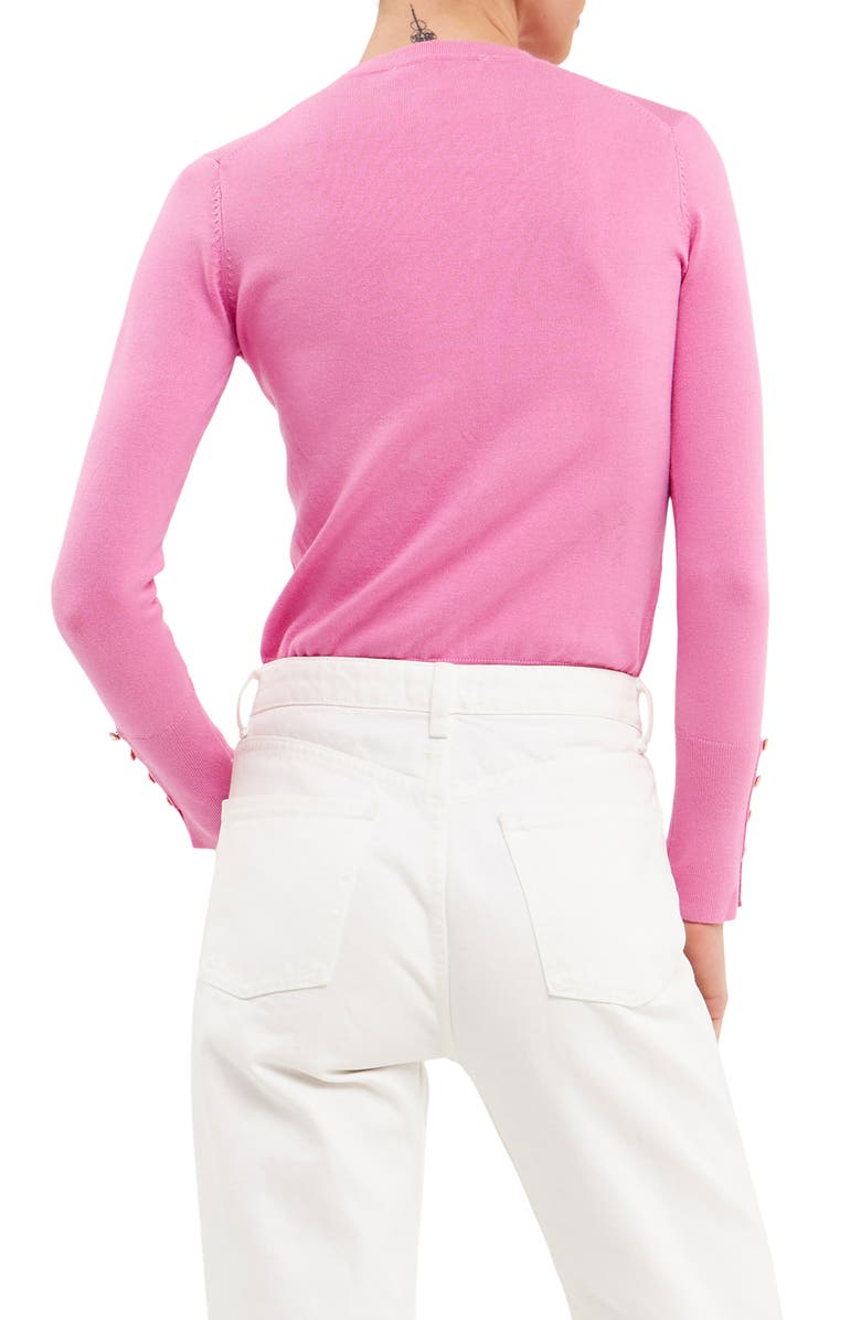 Endless Rose Button Cuff Sweater, Alternate, color, Pink