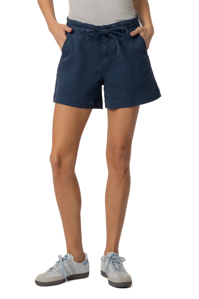 Jane Drawstring High Waist Twill Shorts, Main, color, NAVY