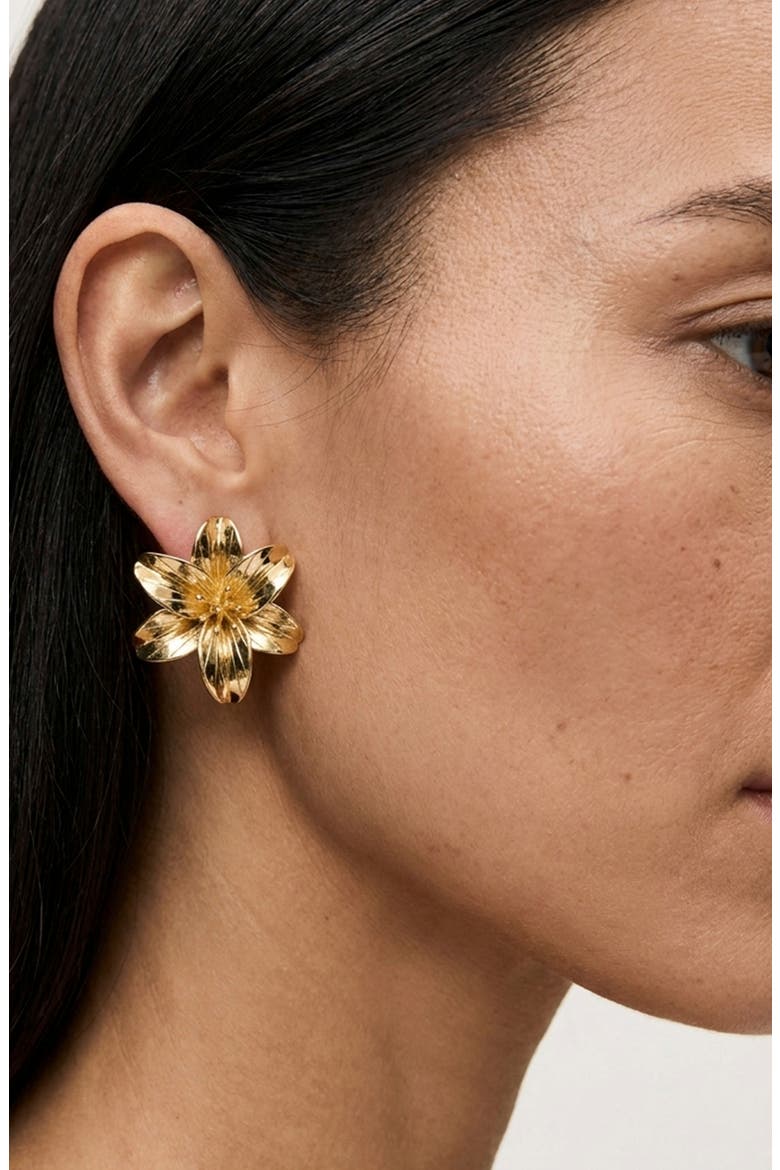 Lily Statement Earrings, Alternate, color, GOLD