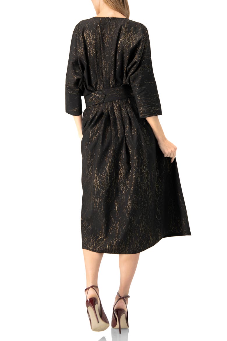 Midi Dress with Belt, Alternate, color, Black