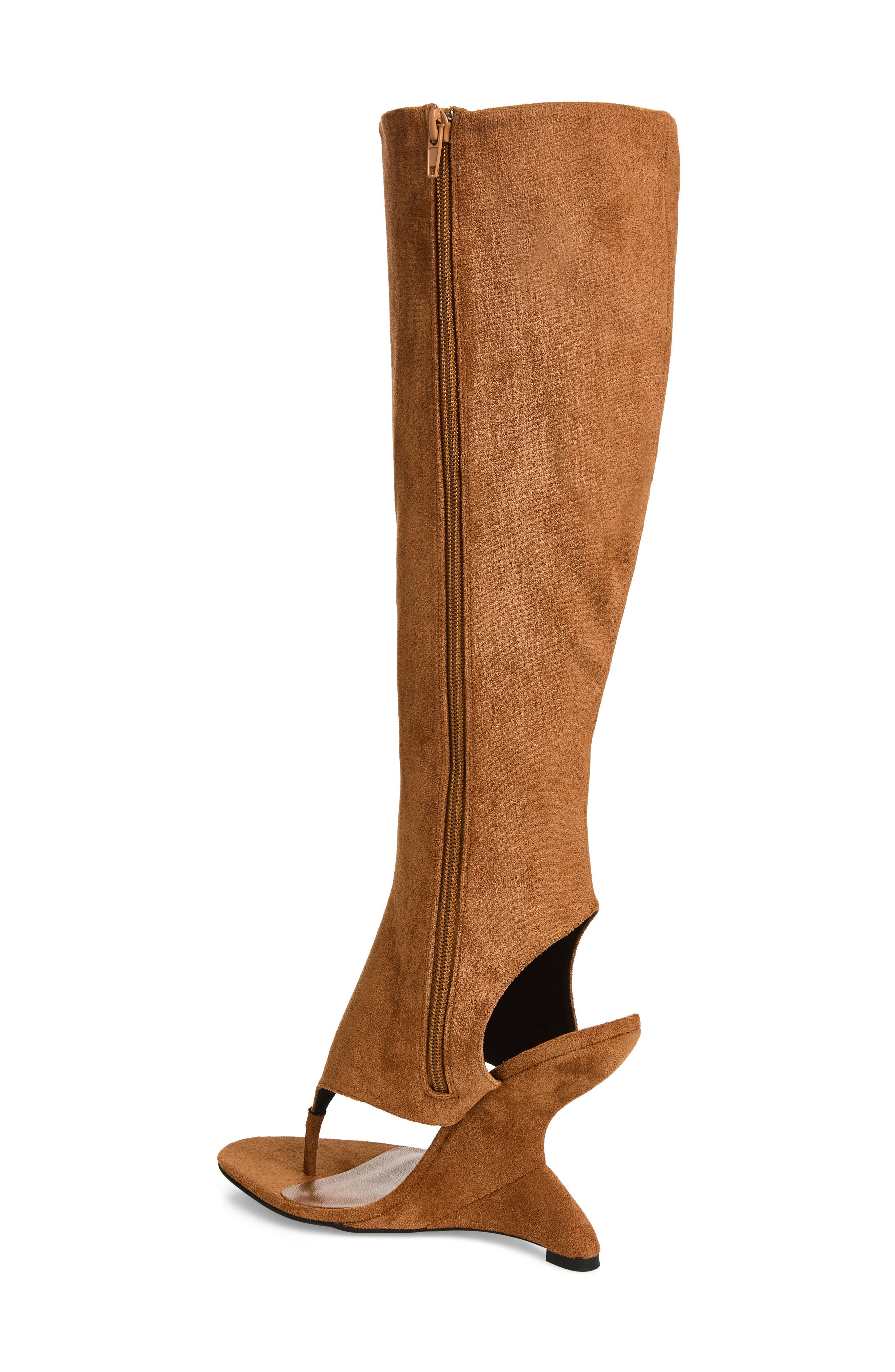 What's-Up Knee High Sculpted Wedge Sandal Boot, Alternate, color, TAN SUEDE