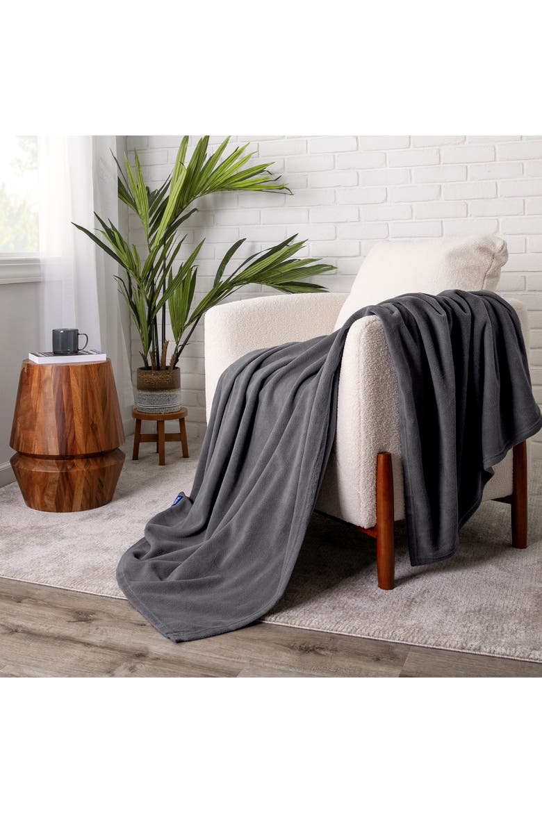 Lightweight Polar Fleece Blanket, Alternate, color, Forged Iron Grey