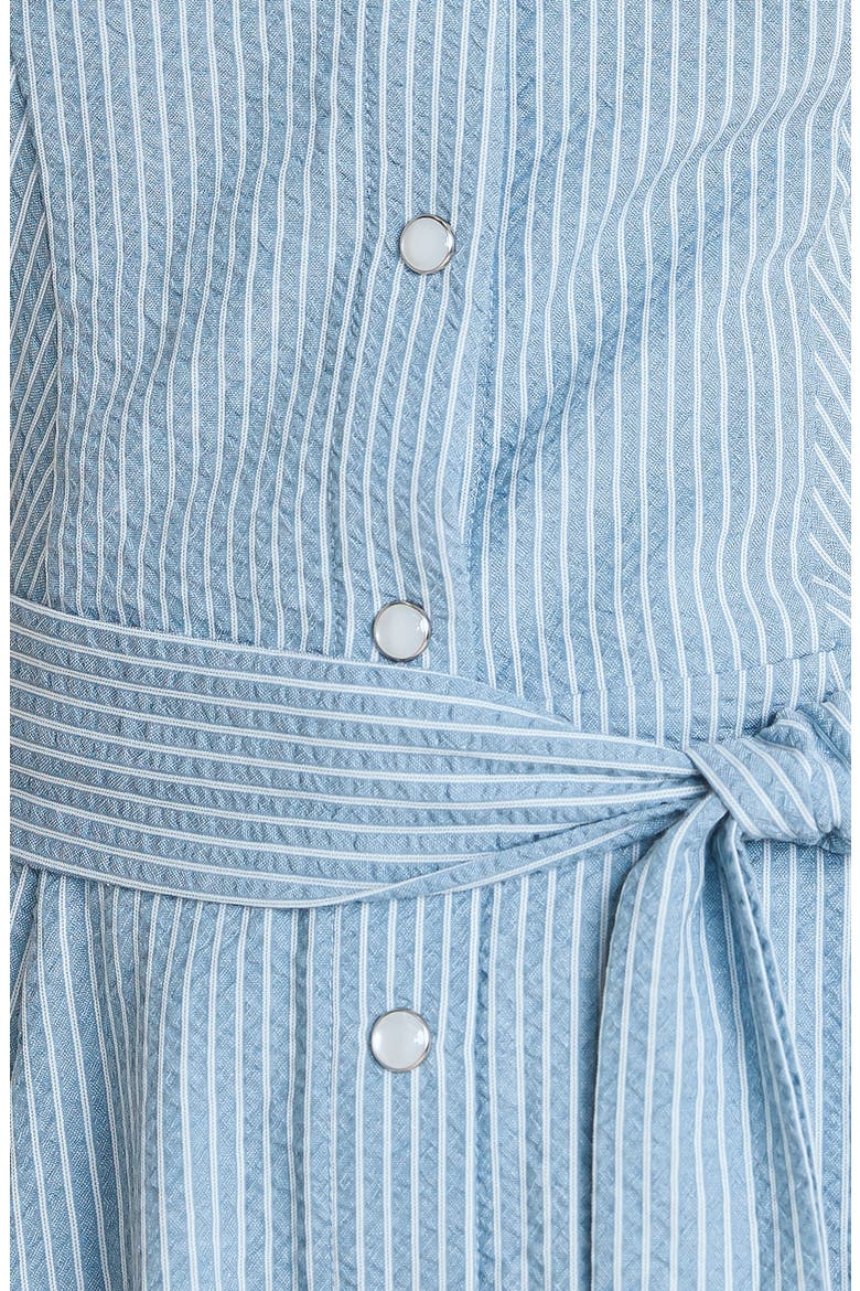 Pinstripe Midi Dress, Alternate, color, BLUE