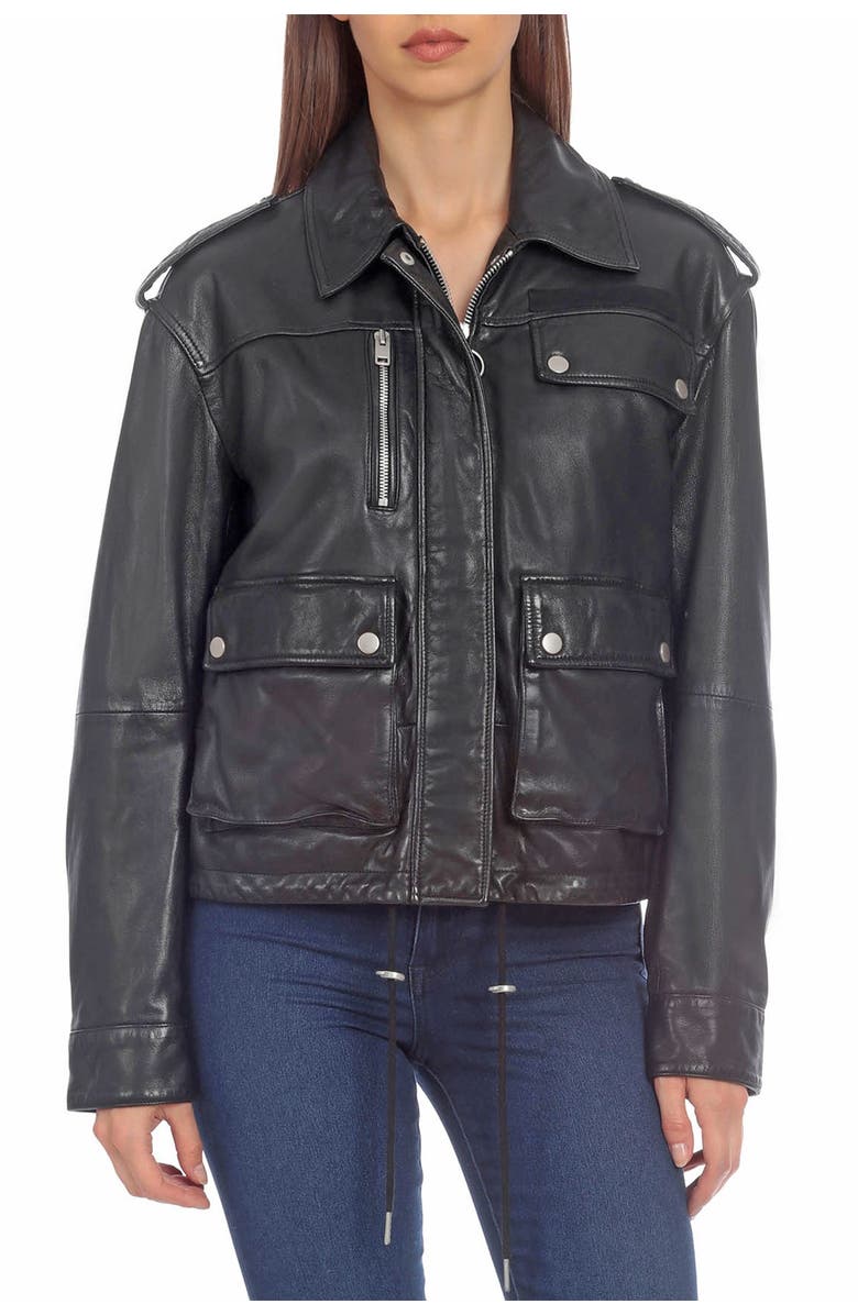 Bagatelle Leather Army Jacket, Alternate, color,