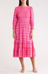 SUGARLIPS Mirany Ikat Ludlow Smocked Midi Dress